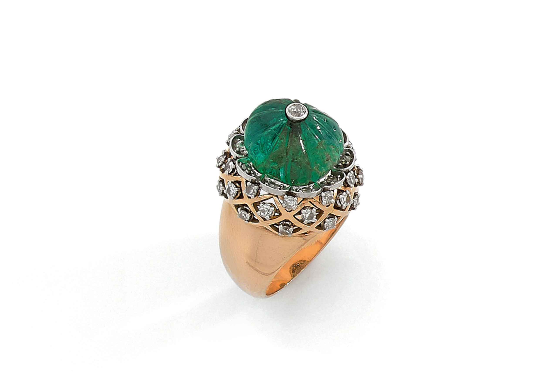 Mellerio dits Meller “Chardon” Ring in the white background