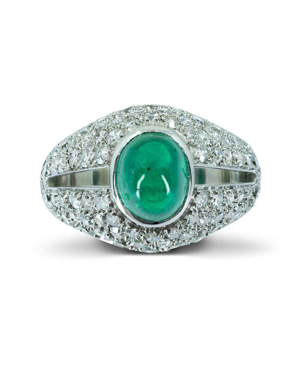 Art Deco Emerald and Diamond Platinum Ring