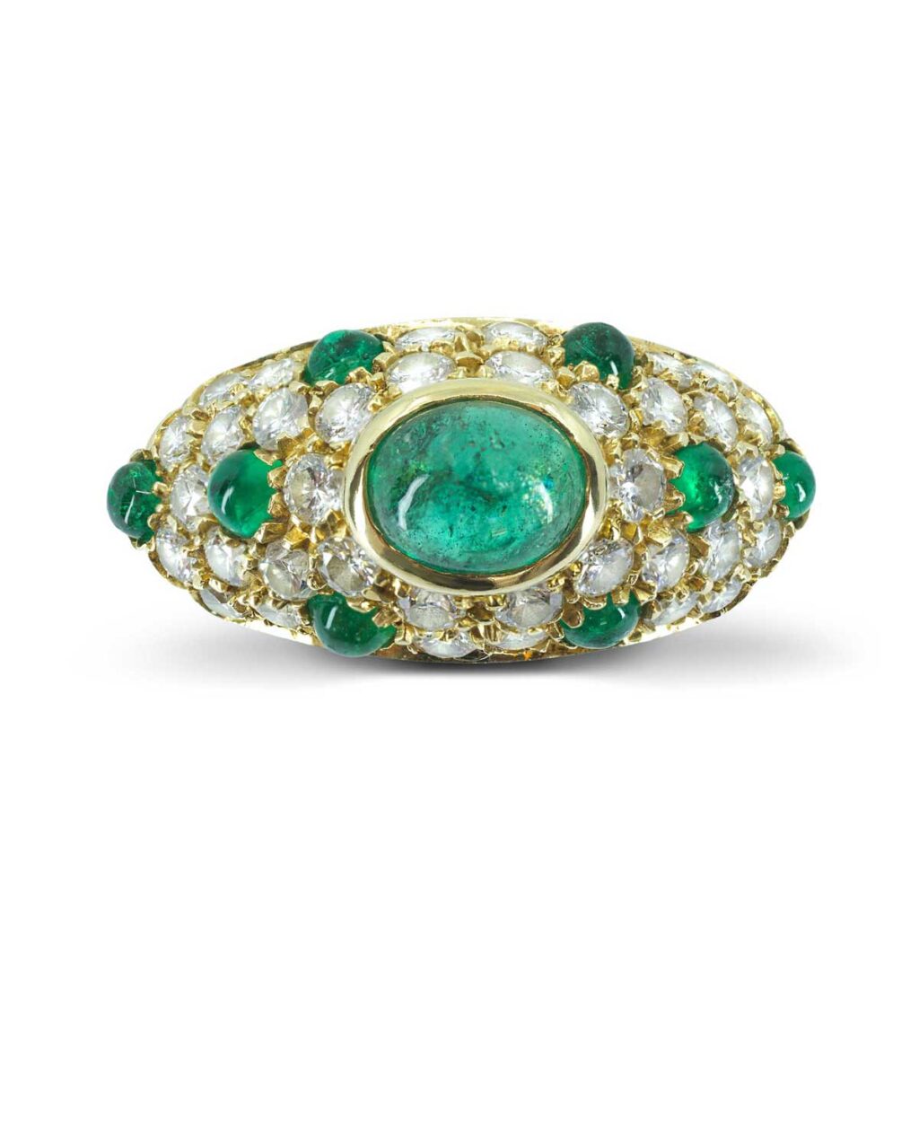 Cartier “Corinthe” Ring with Emeralds and Diamonds