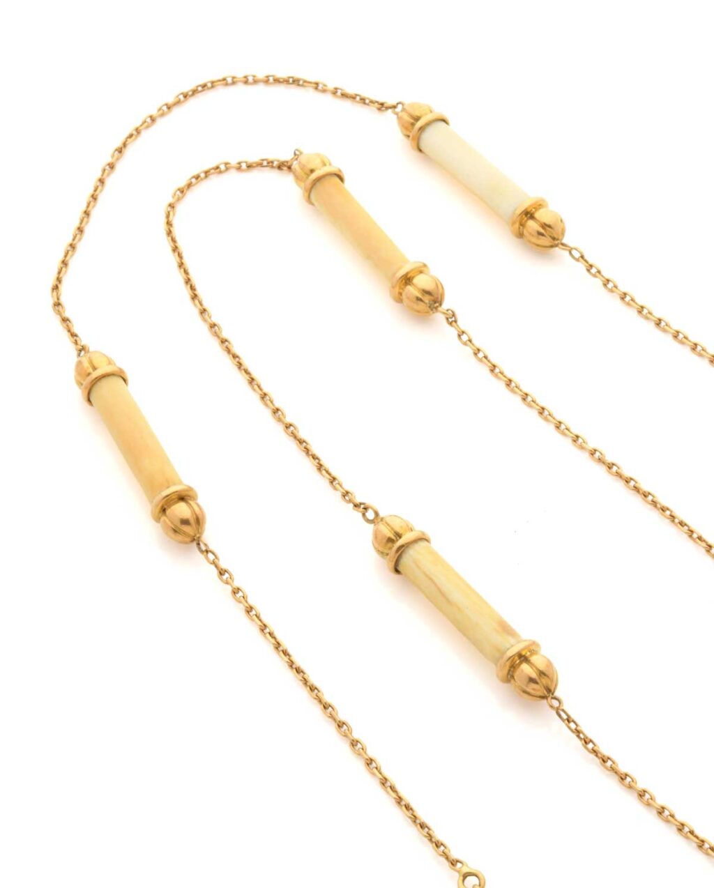 Cartier Ivory and Gold Sautoir Necklace