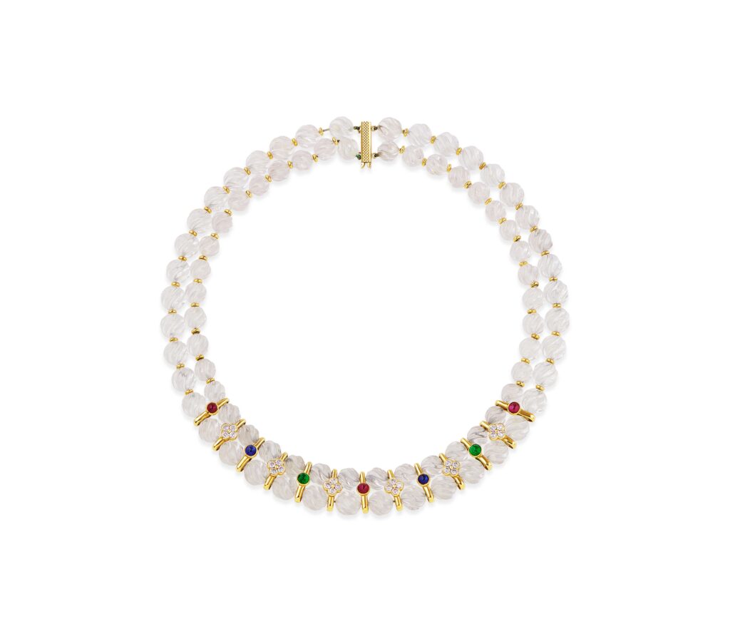 Collier Boucheron en cristal de roche et pierres précieuses