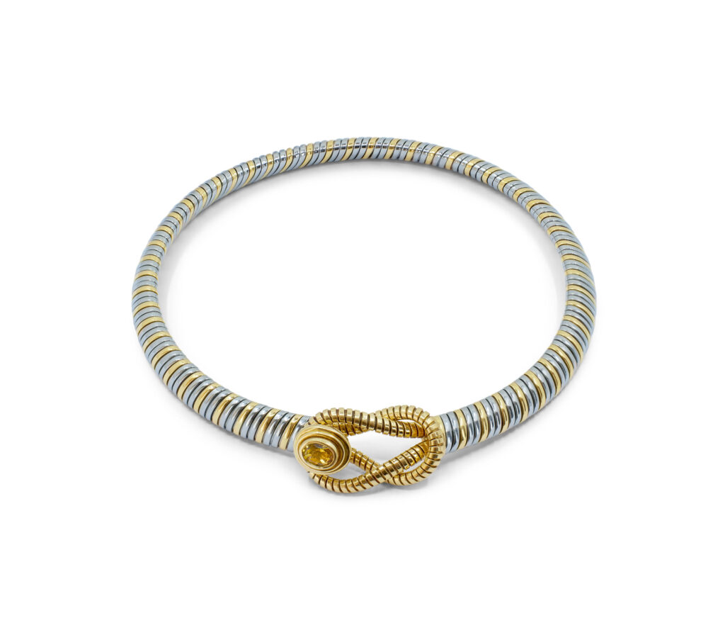 Cartier Hercules Knot 18K Gold & Stainless Steel Necklace with Oval Citrine