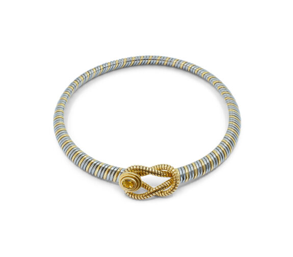Cartier Hercules Knot 18K Gold & Stainless Steel Necklace with Oval Citrine