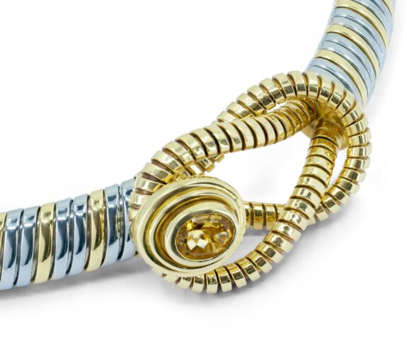 Cartier Hercules Knot 18K Gold & Stainless Steel Necklace with Oval Citrine