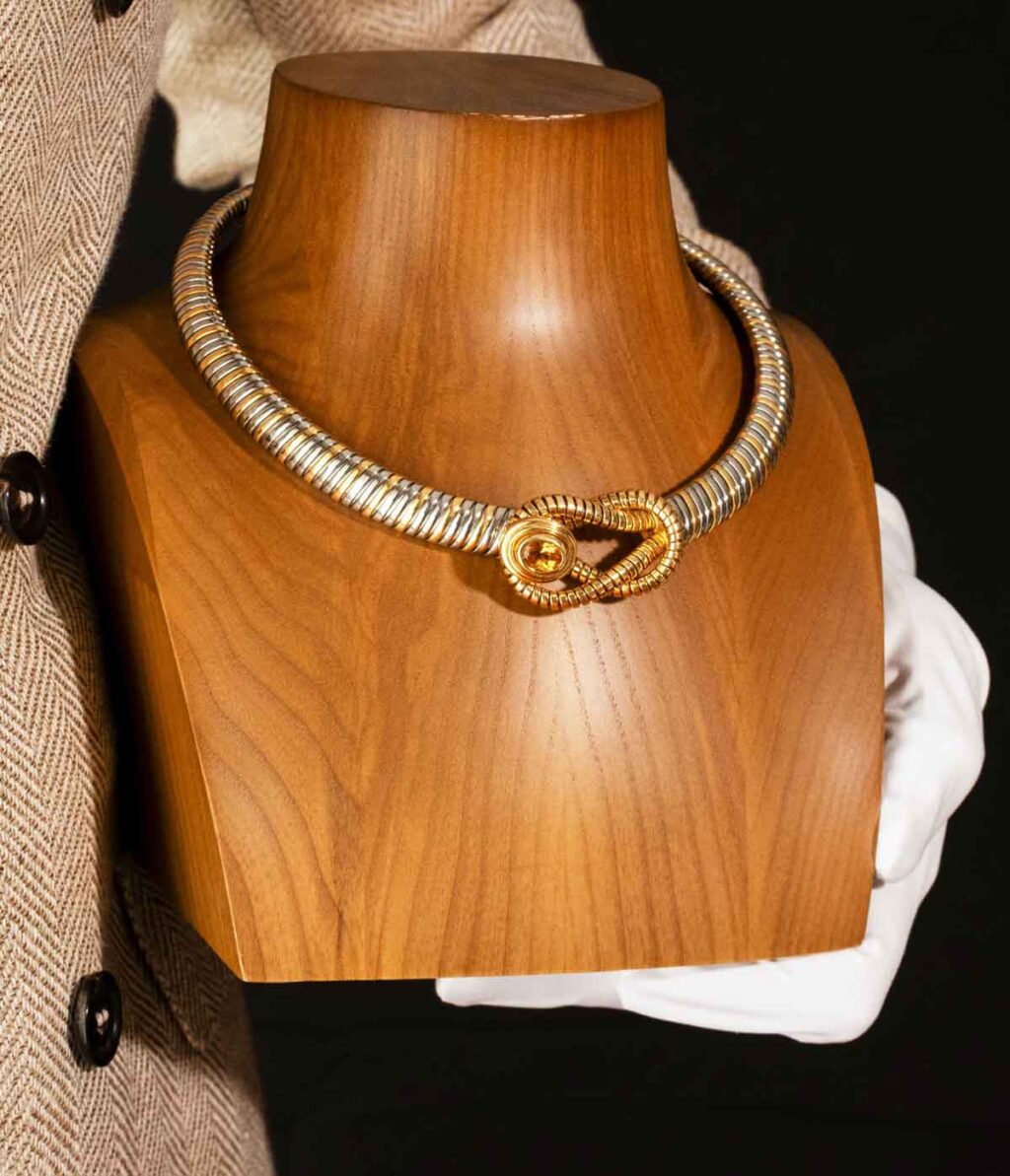 Cartier Hercules Knot 18K Gold & Stainless Steel Necklace with Oval Citrine