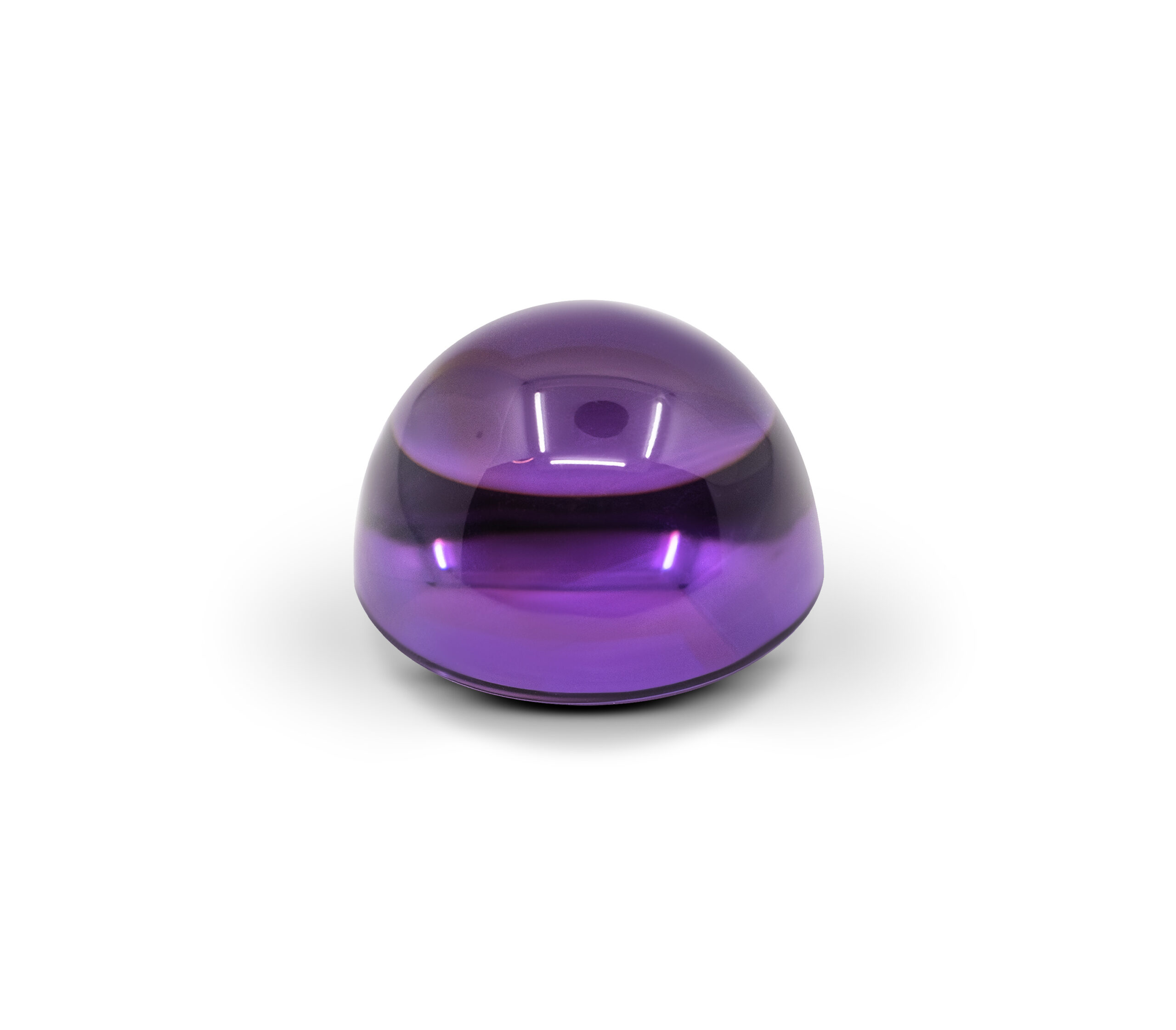 28 carat Amethyst Cabochon on the white background.