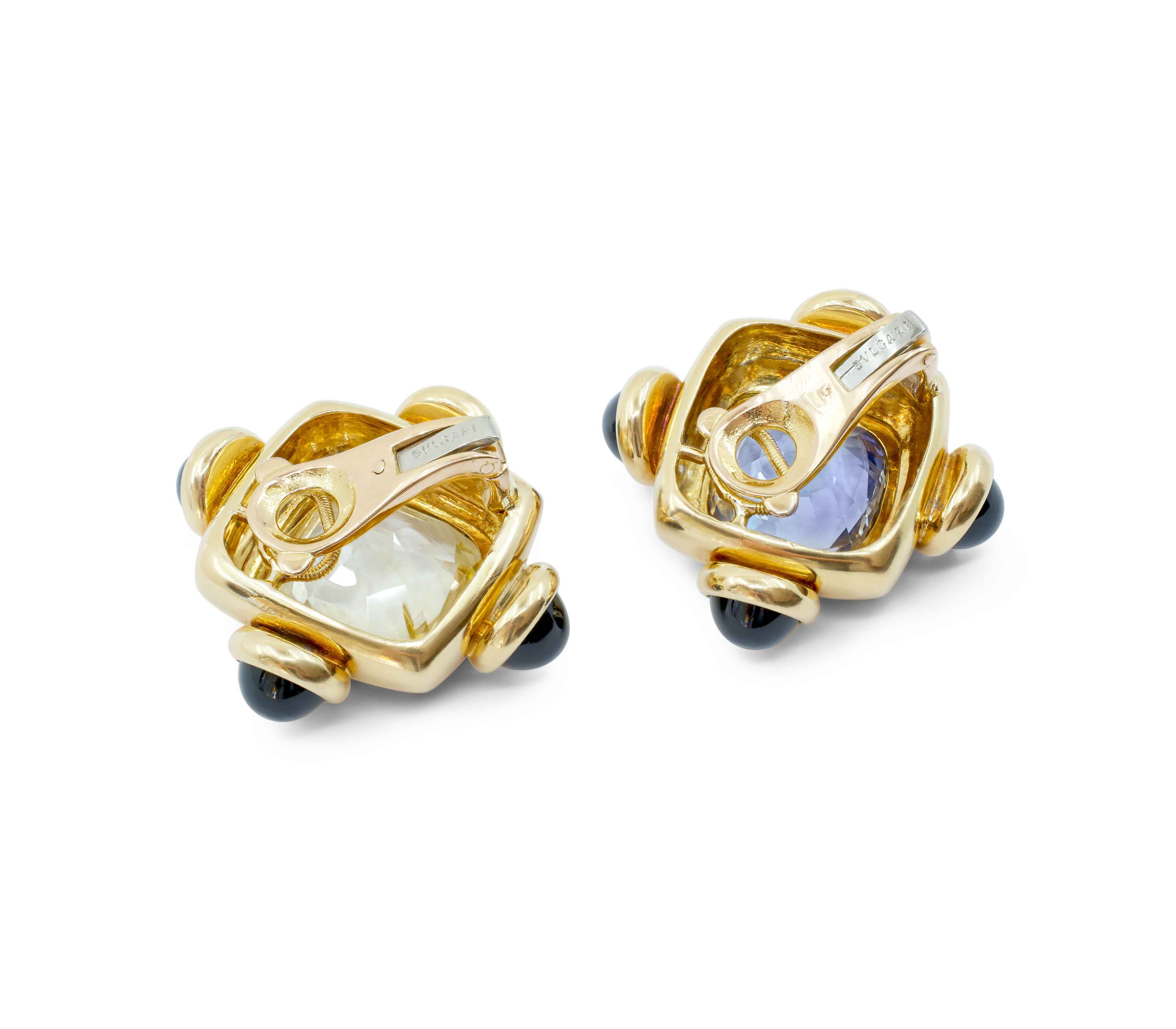 Bulgari 24-Carat Ceylon Sapphire and Onyx Earrings