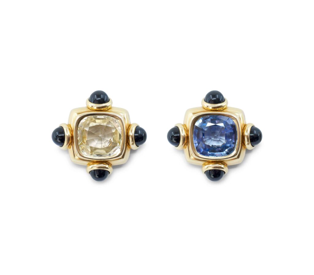 Bulgari 24-Carat Ceylon Sapphire and Onyx Earrings