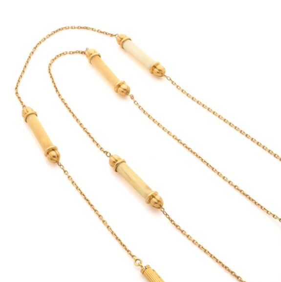 Cartier Ivory and Gold Sautoir Necklace