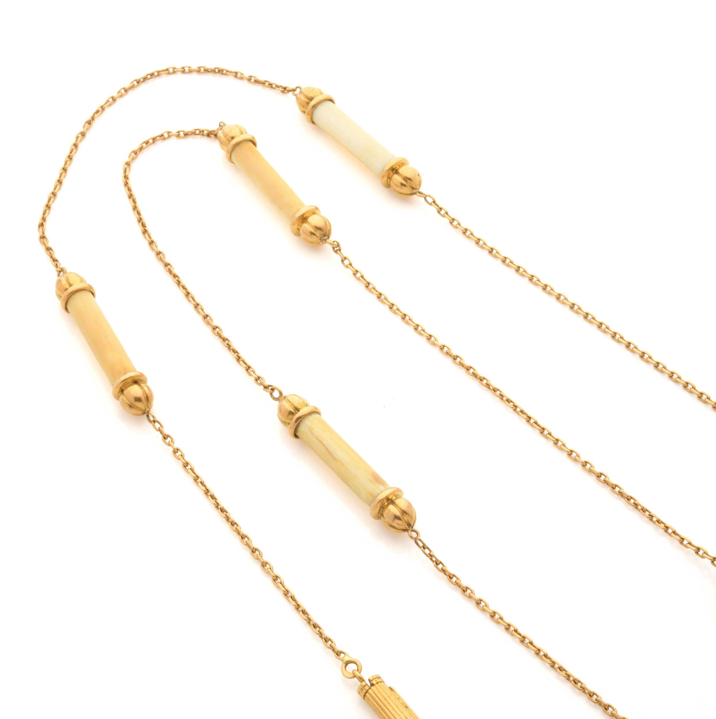Cartier Ivory and Gold Sautoir Necklace
