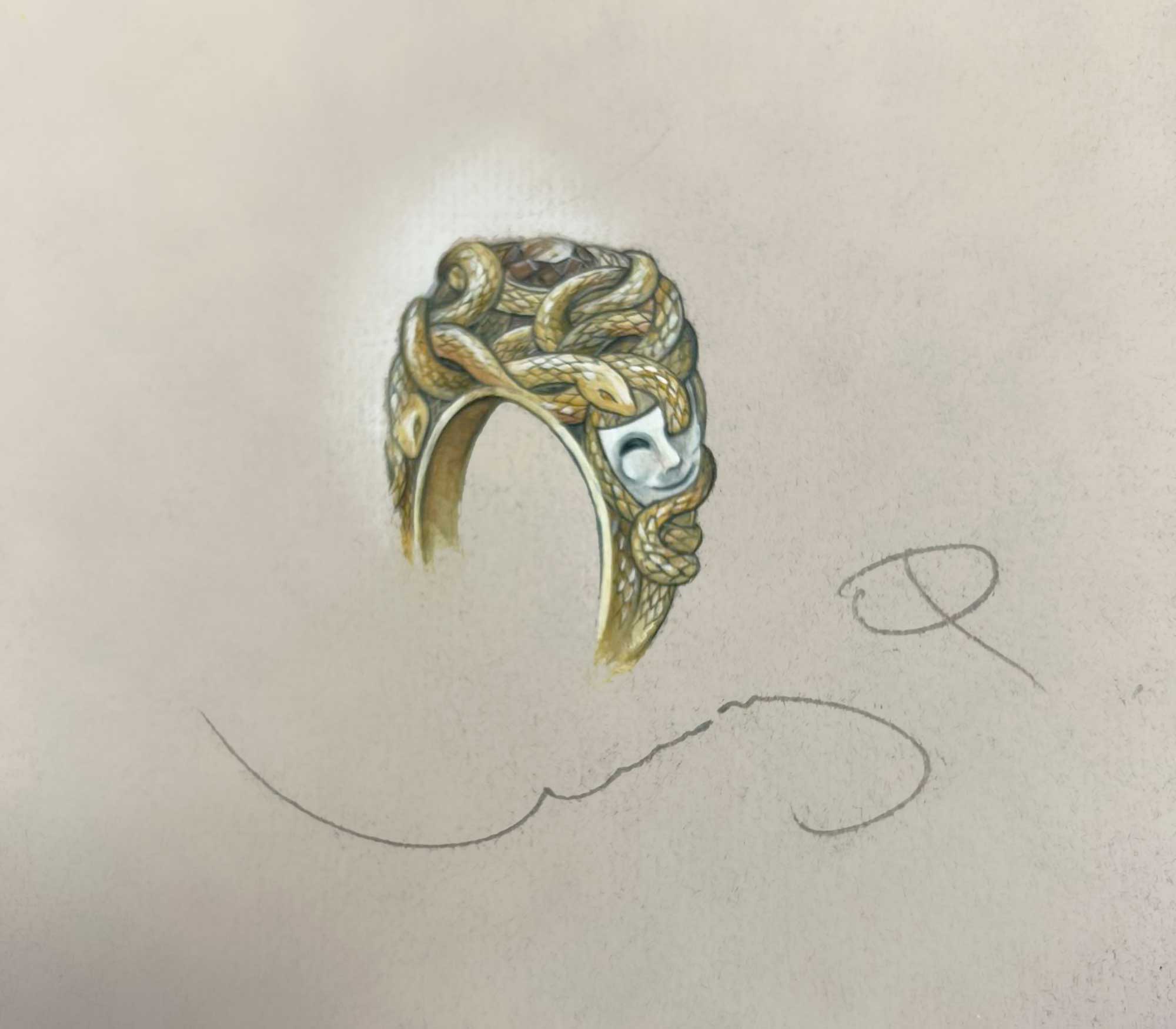 One-of-a-Kind Venetian Myth Serpent Ring