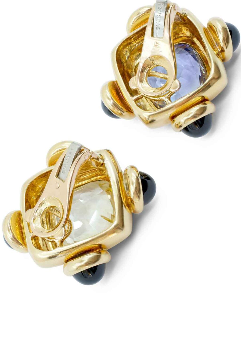 Bulgari 24-Carat Ceylon Sapphire and Onyx Earrings