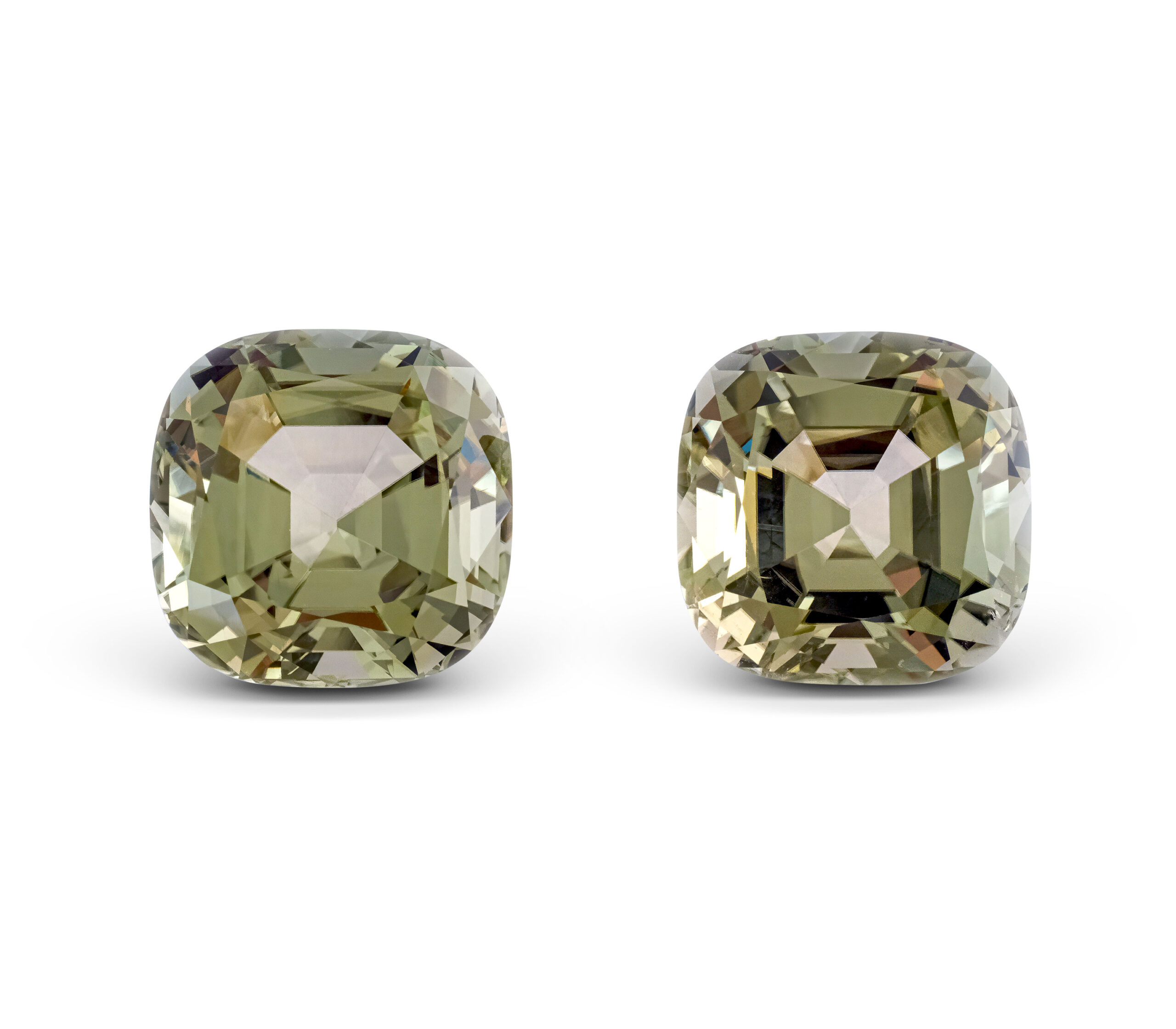 Pair of 42.08 Carats Tourmalines on the white background