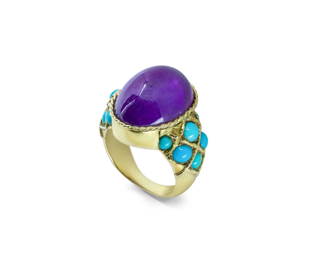 Amethyst & Turquoise Yellow Gold Ring