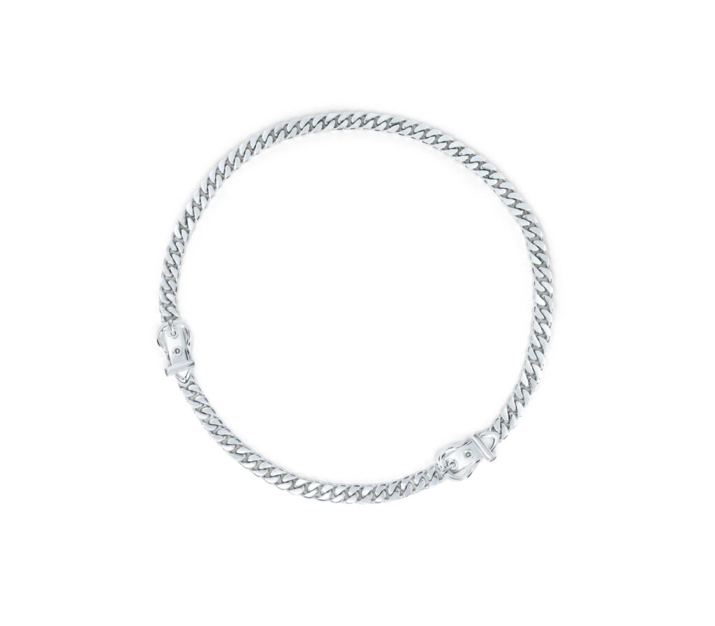 Hermès Ceinture Silver Anchor Chain Necklace