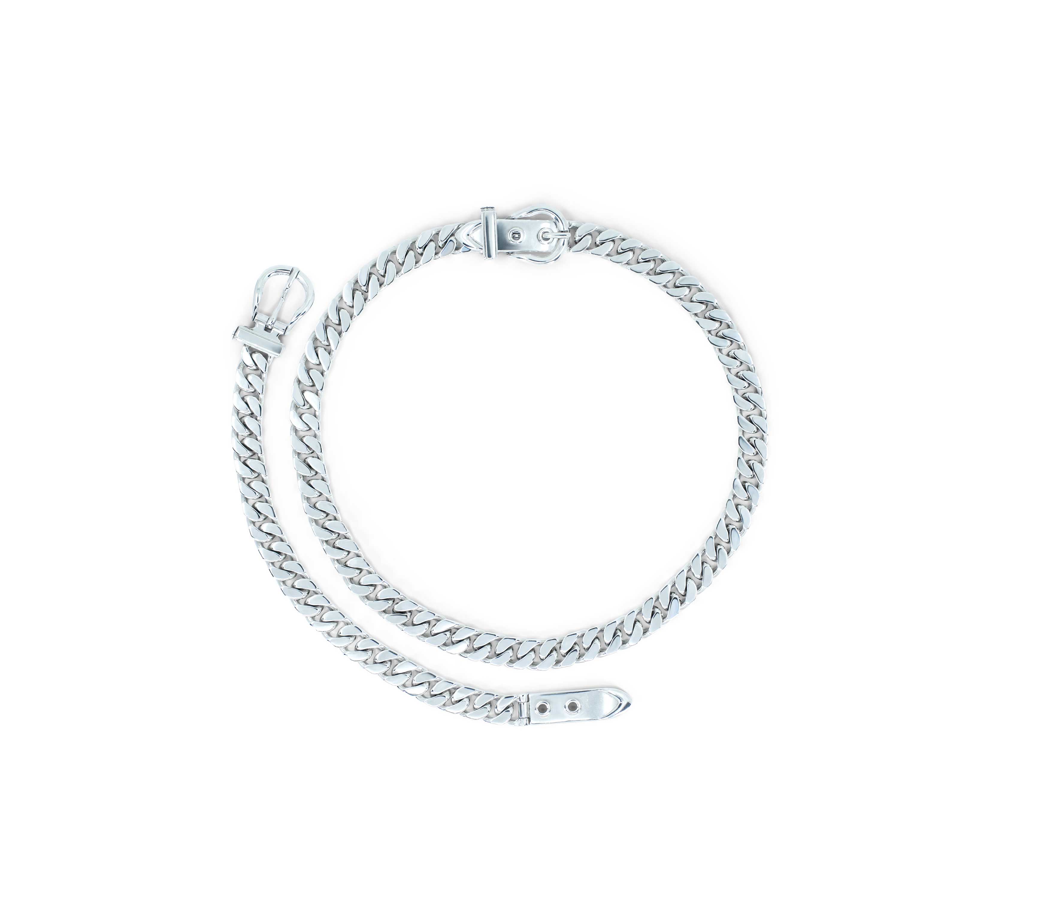 Hermès Ceinture Silver Anchor Chain Necklace