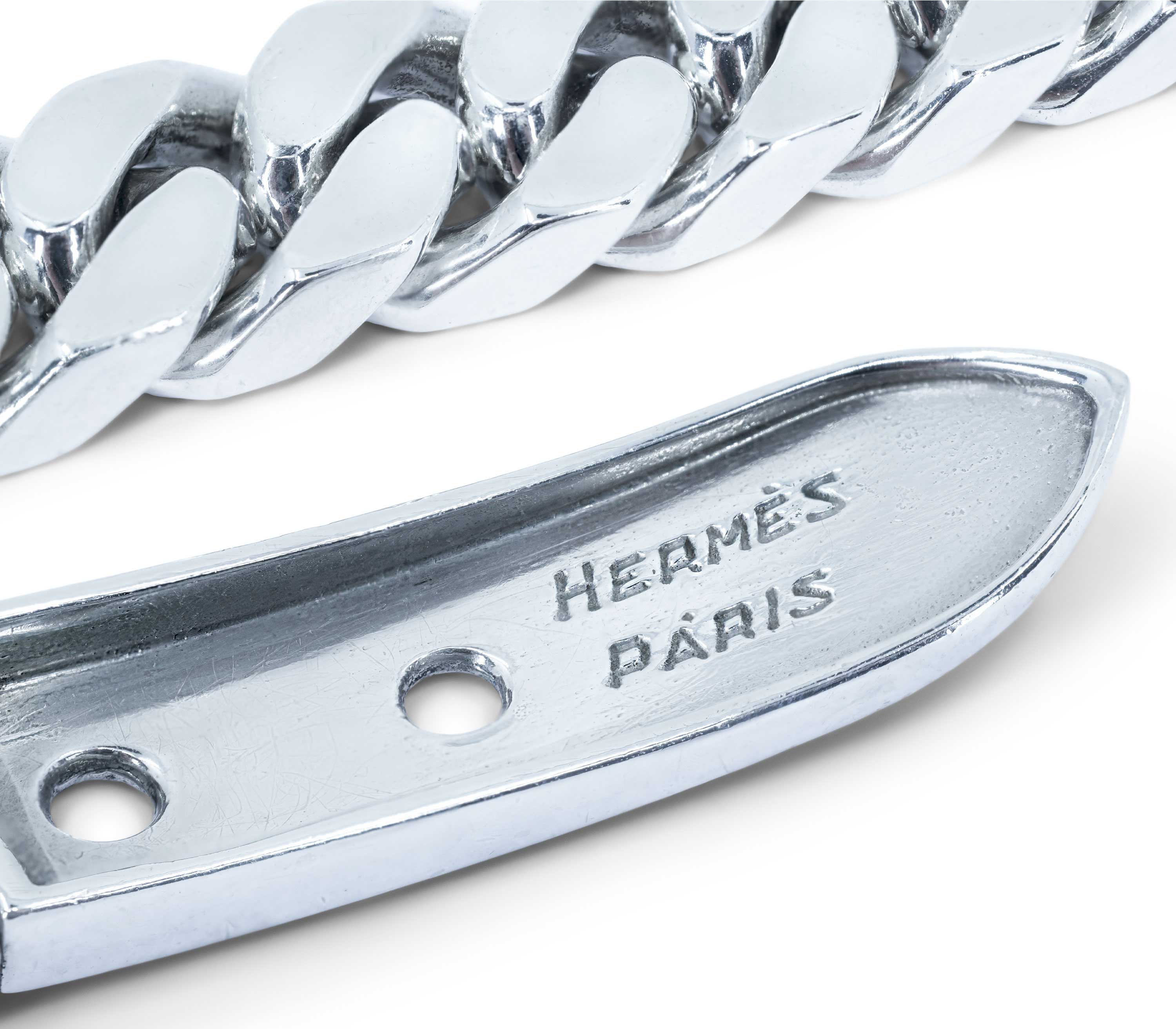 Hermès Ceinture Silver Anchor Chain Necklace