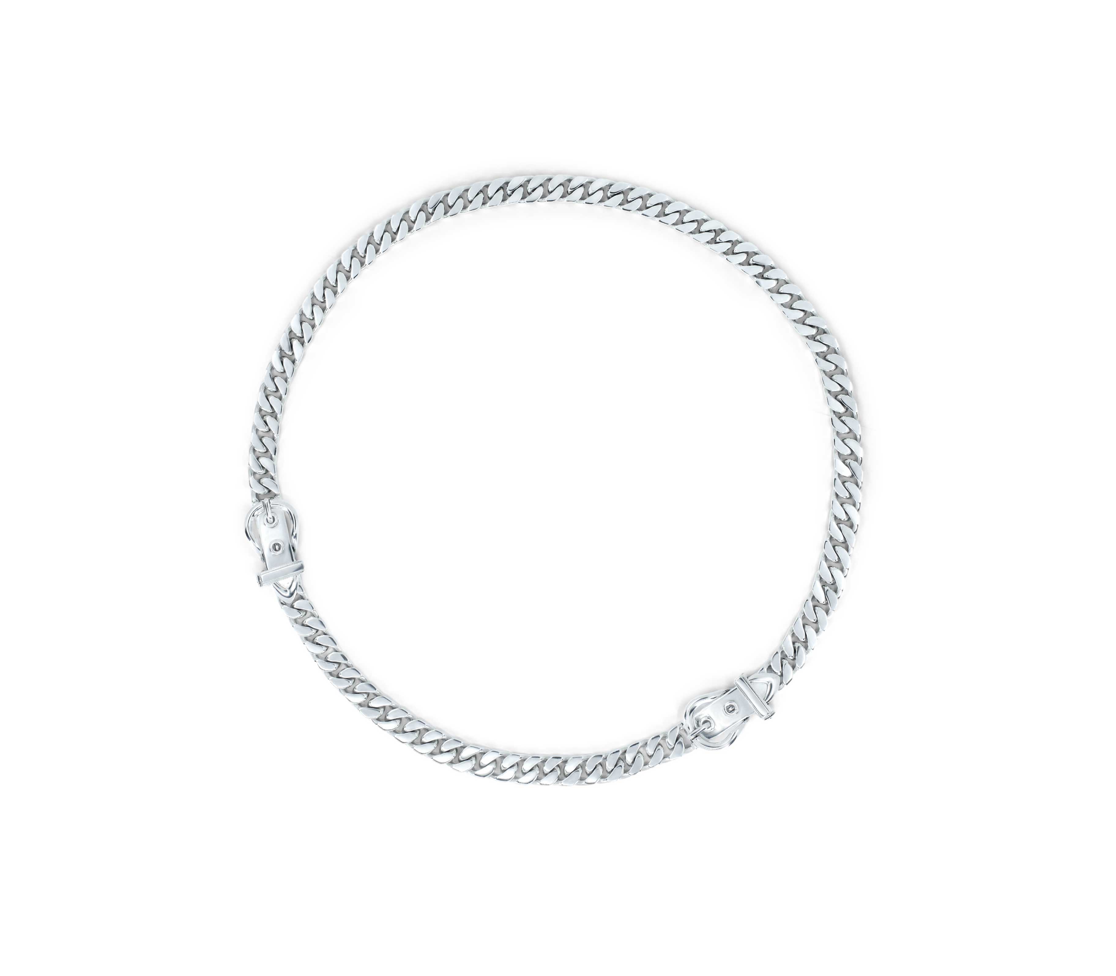 Hermès Ceinture Silver Anchor Chain Necklace