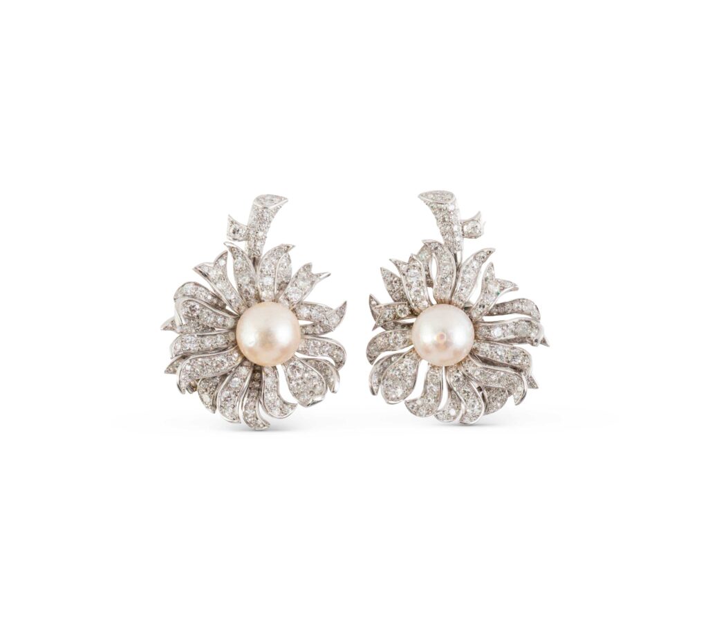 Boucheron Vintage Pearl and Diamond Earrings