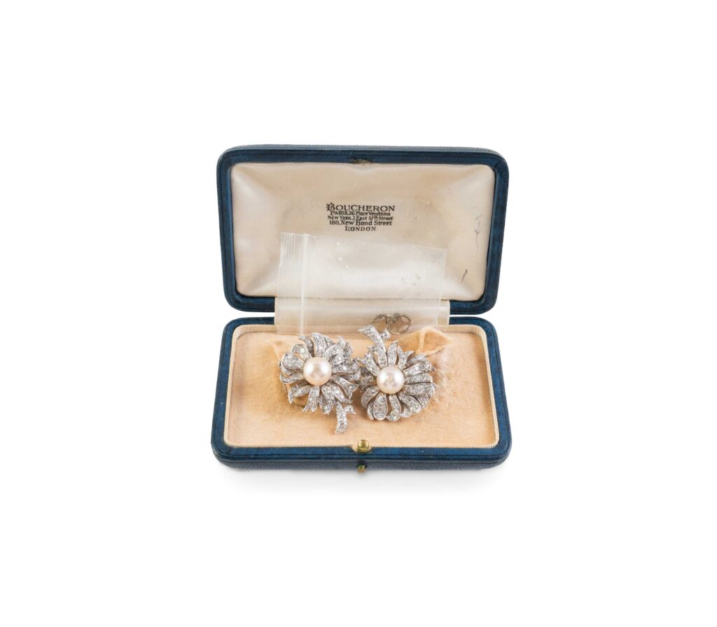 Boucheron Vintage Pearl and Diamond Earrings
