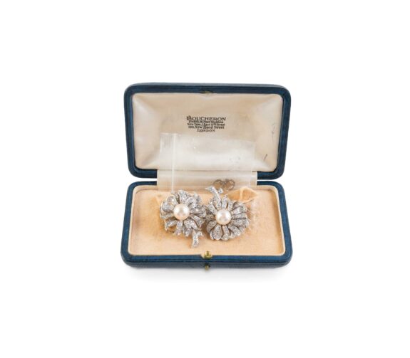 Boucheron Vintage Pearl and Diamond Earrings