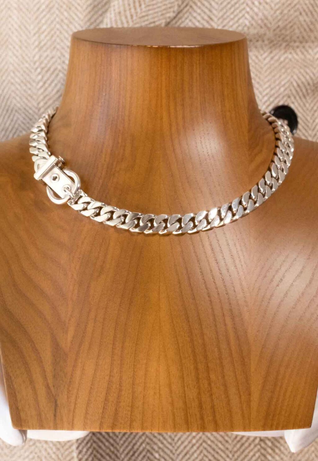 Hermès Ceinture Silver Anchor Chain Necklace