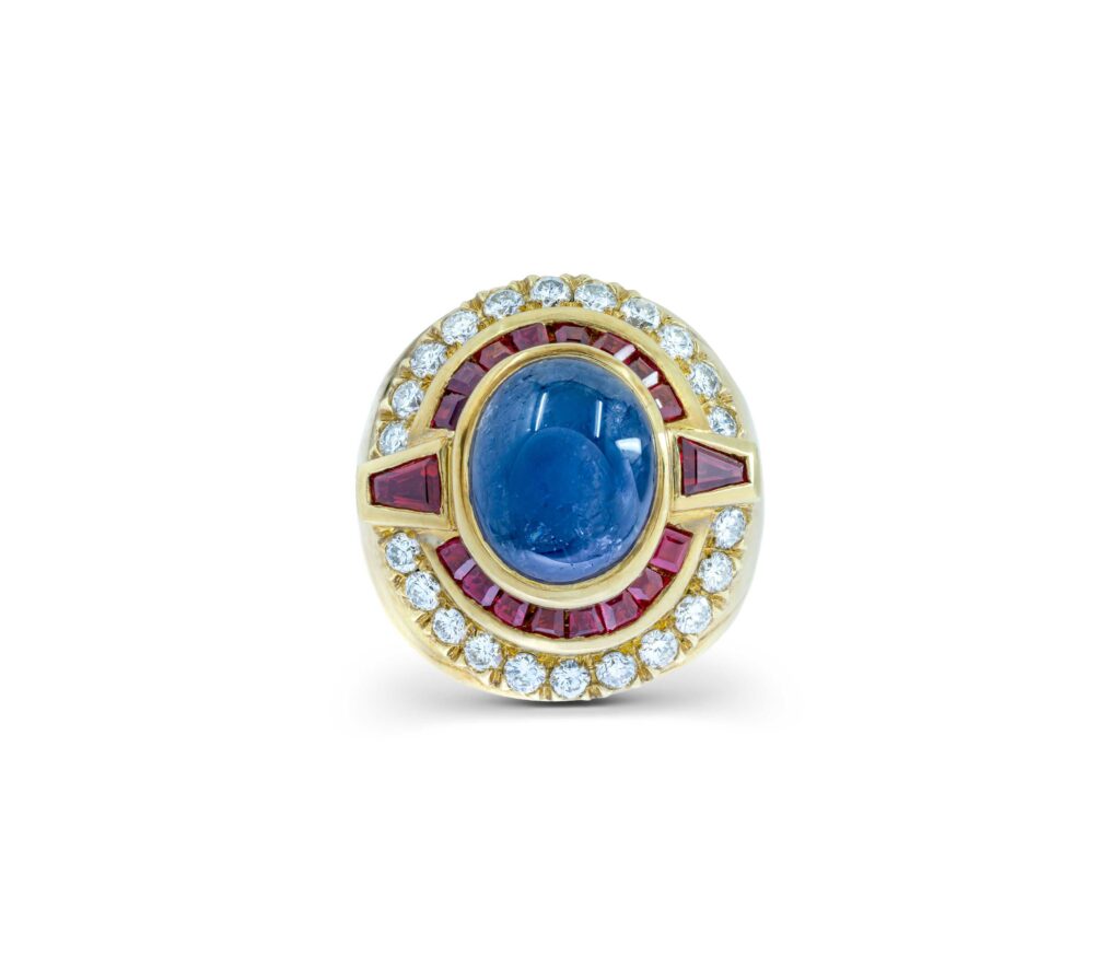 Sabbadini Sapphire, Ruby and Diamond Gold Ring