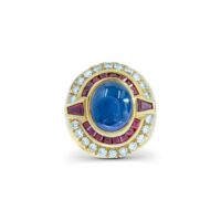 Sabbadini Sapphire, Ruby and Diamond Gold Ring