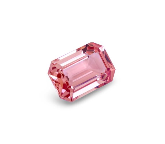 20.665 Ct Peachy-Pink Emerald Cut Malaya Garnet