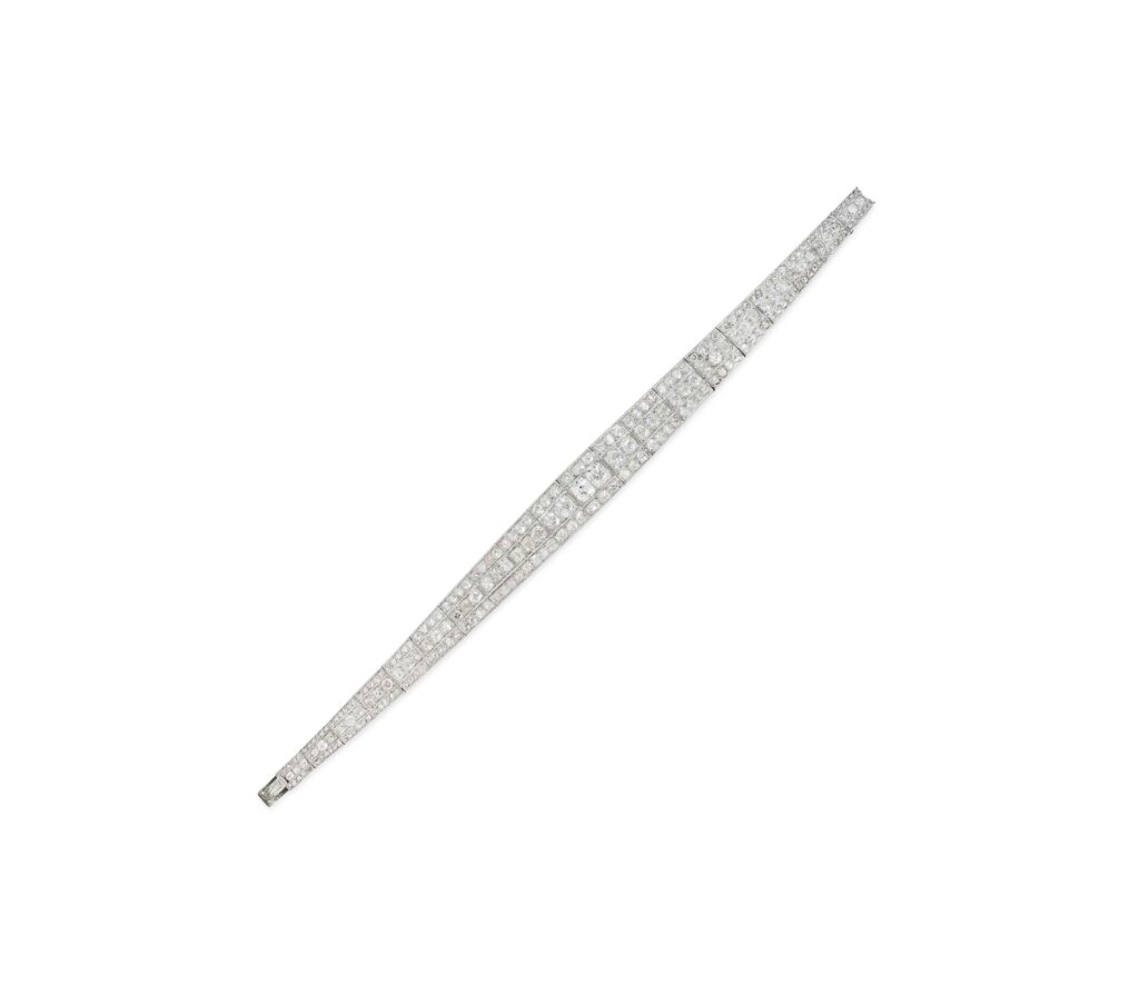 Antique Diamond Strap Platinum & White Gold Bracelet, Early 20th Century