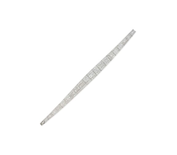 Antique Diamond Strap Platinum & White Gold Bracelet, Early 20th Century