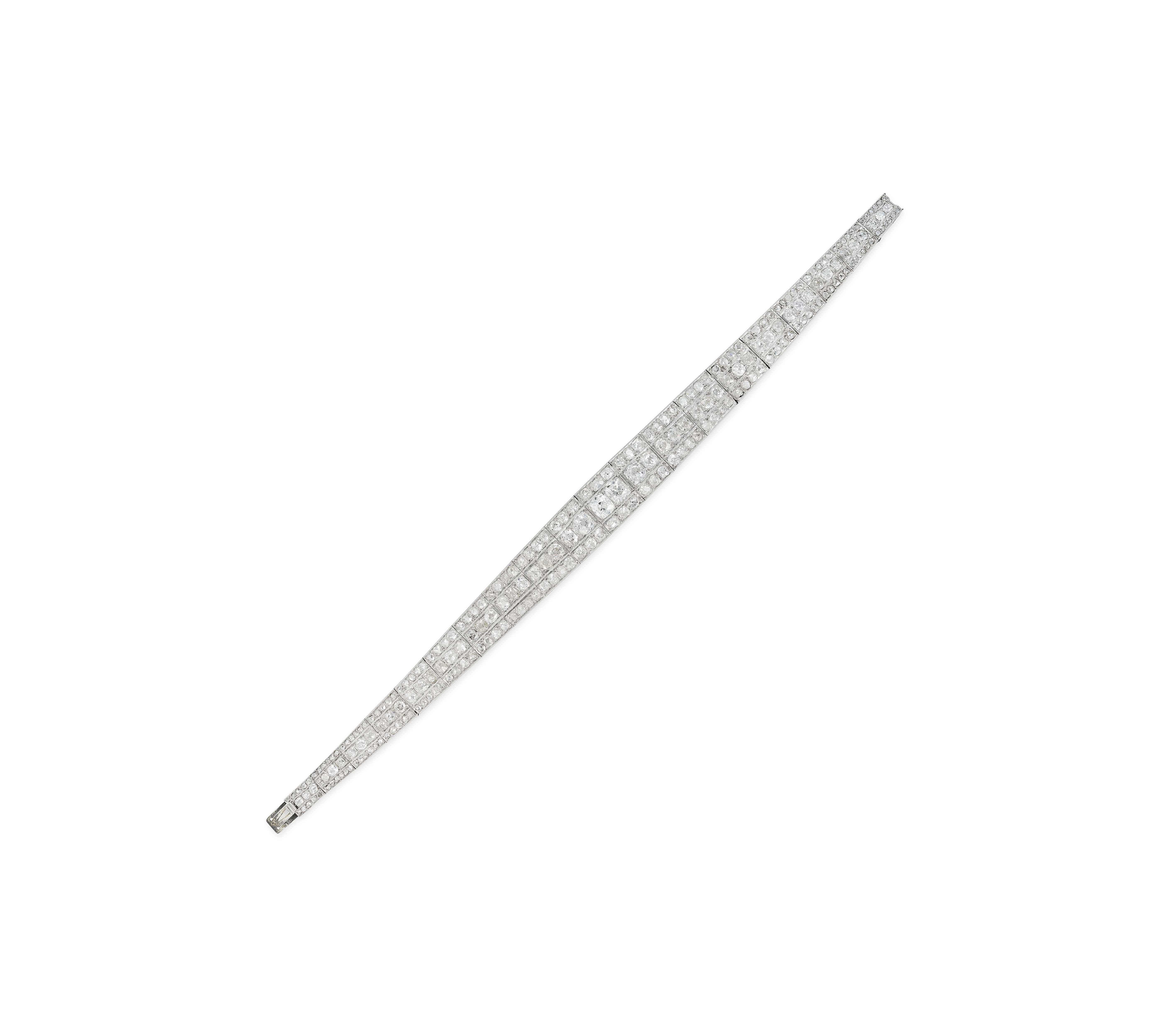 Antique Diamond Strap Platinum & White Gold Bracelet, Early 20th Century