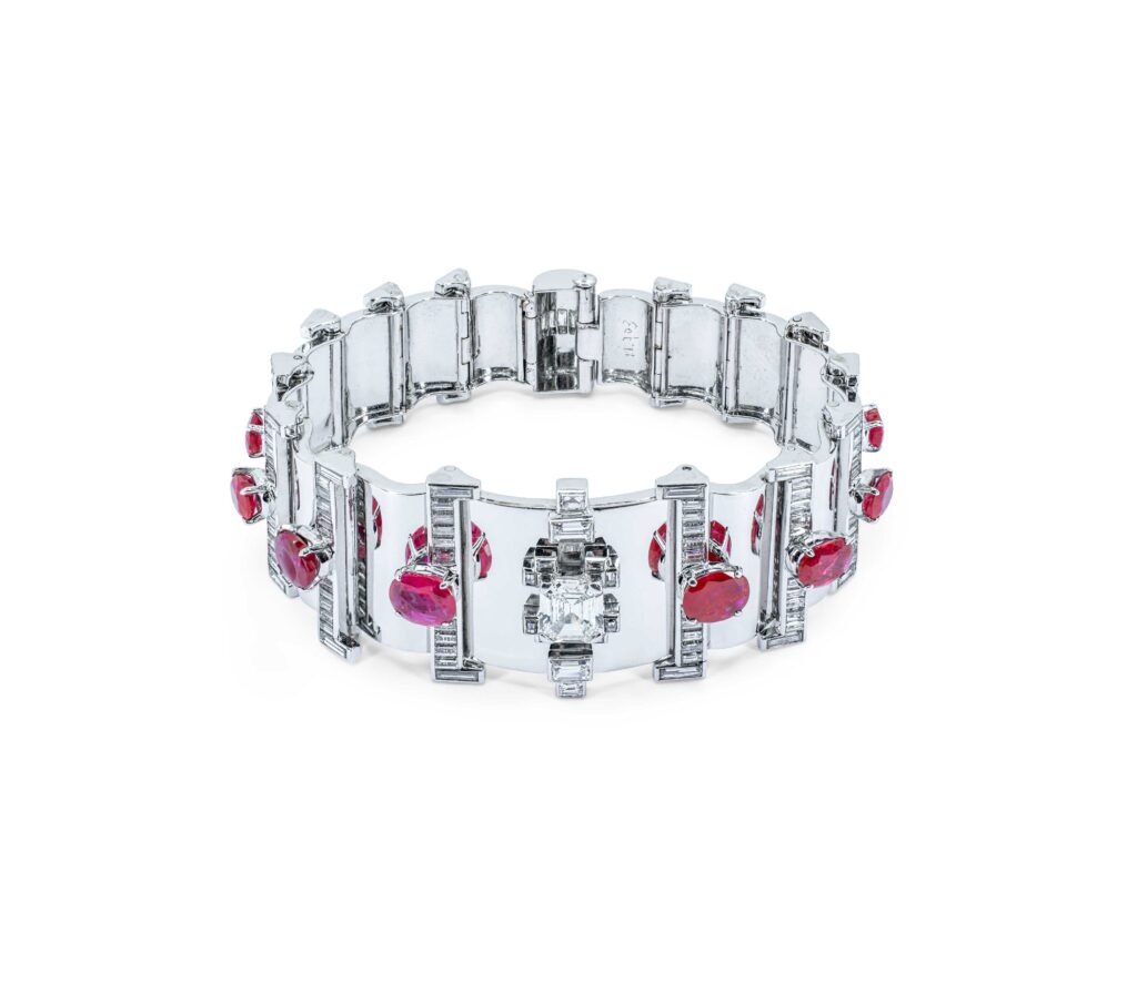 Retro Natural Ruby & Diamond Bracelet