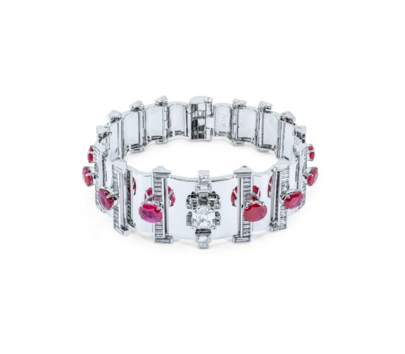 Retro Natural Ruby & Diamond Bracelet
