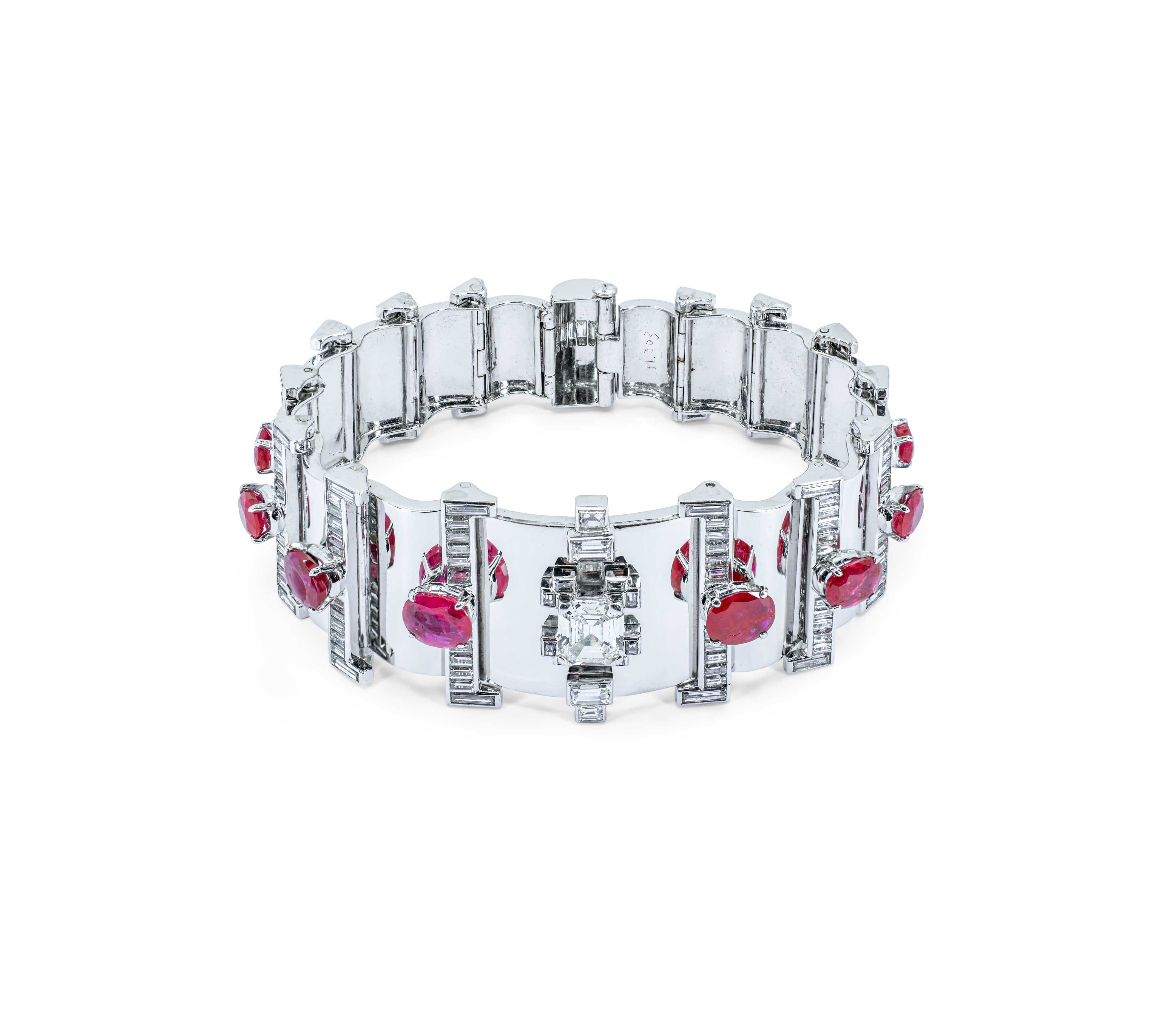 Retro Natural Ruby & Diamond Bracelet