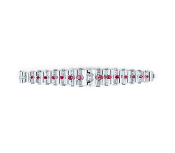 Retro Natural Ruby & Diamond Bracelet