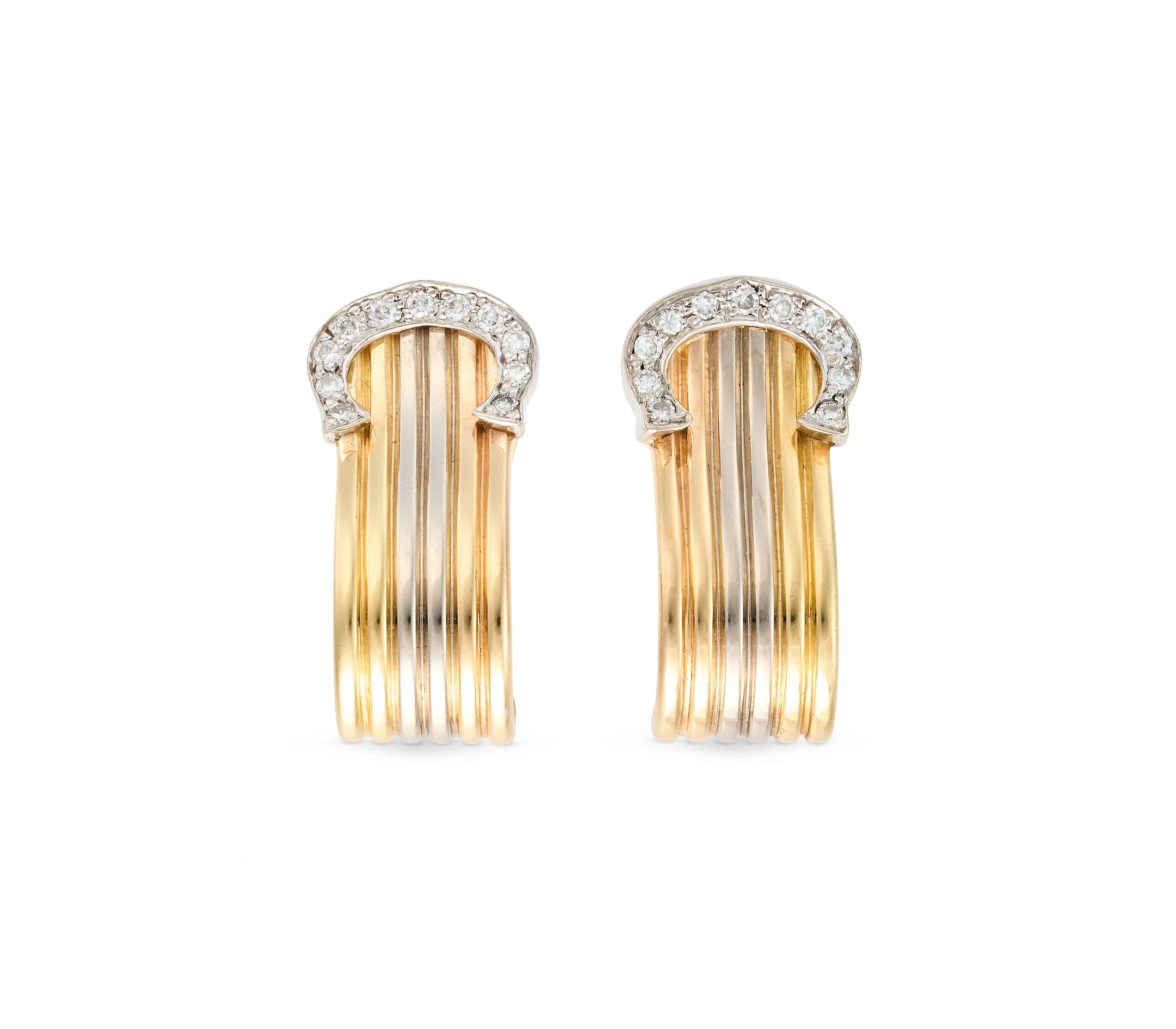 Cartier Diamond C de Cartier Tricolour Gold Earrings
