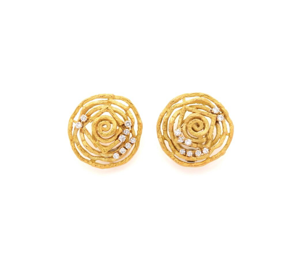 Chaumet Vintage Diamond Gold Earrings