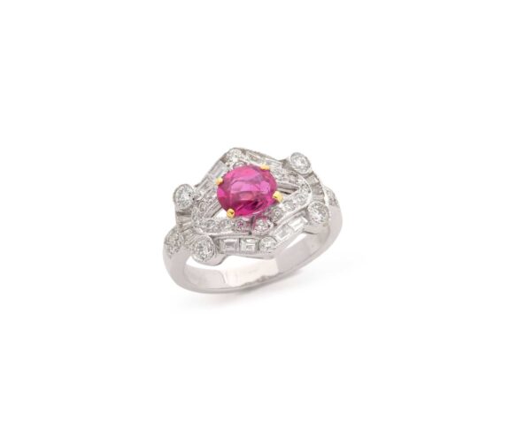 Exceptional Burmese Ruby White Gold Ring