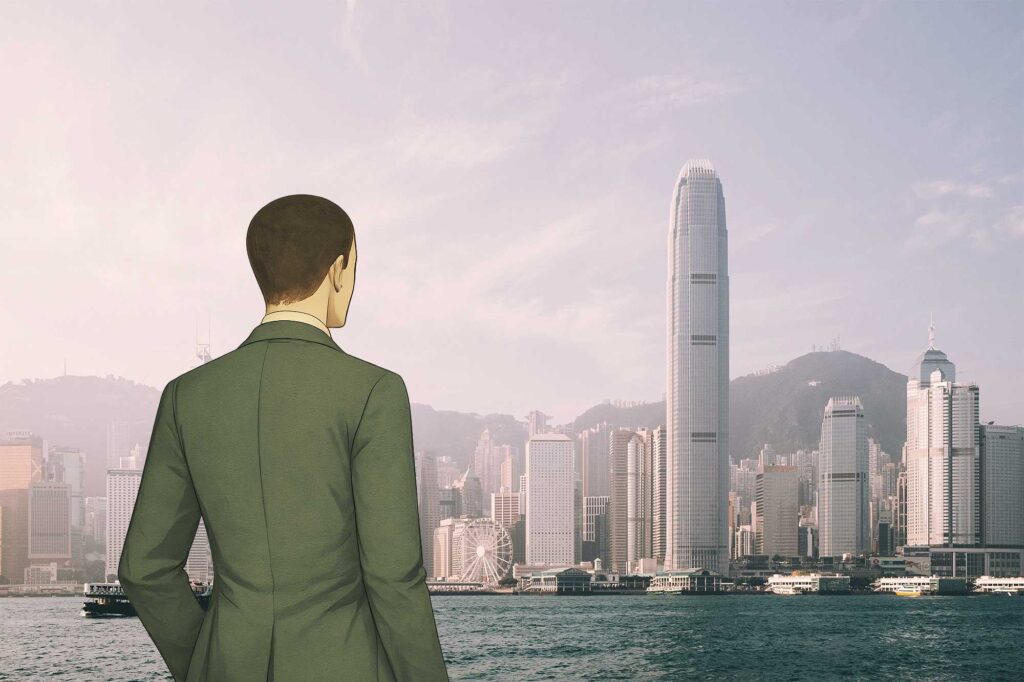 Grygorian Gallery mascot looking at Hong Kong Views