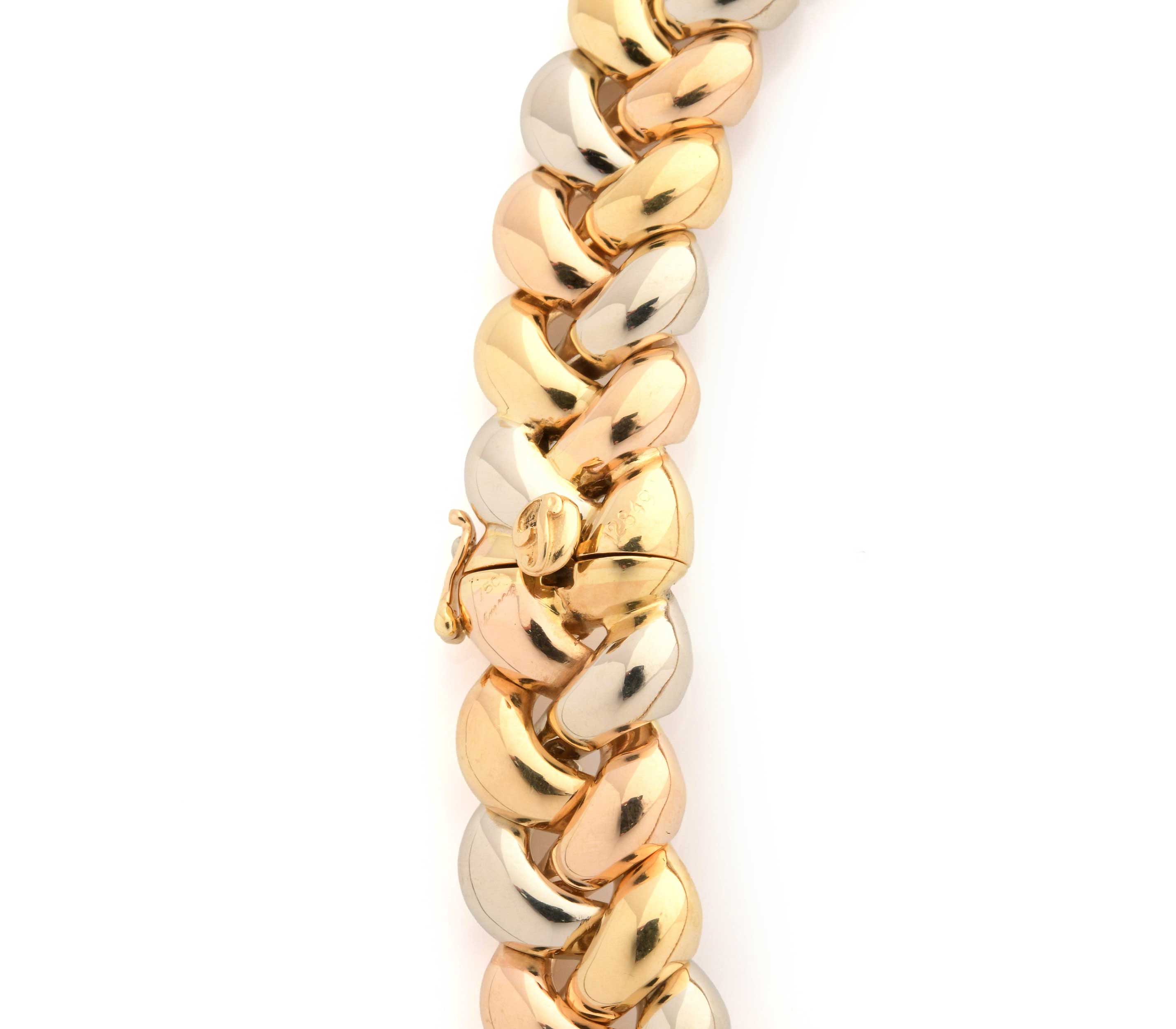 Poiray Tresse Diamond Necklace in Tri-Color Gold