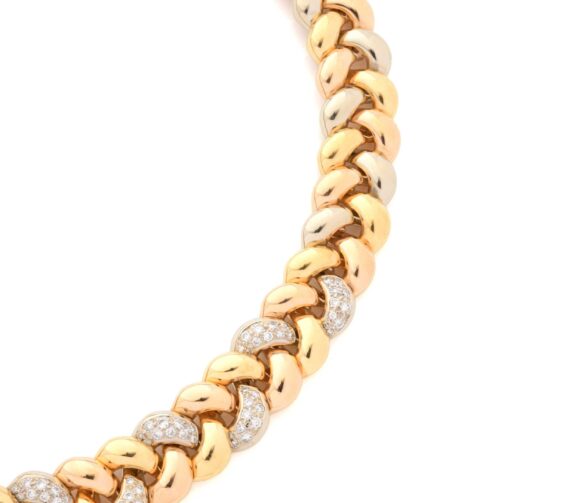 Poiray Tresse Diamond Necklace in Tri-Color Gold