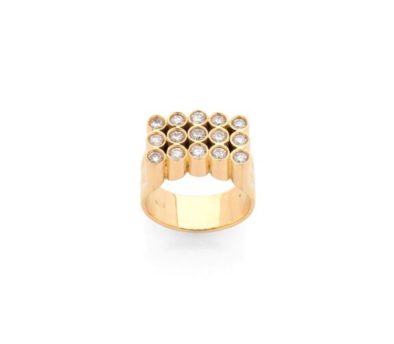 Vintage Geometric Diamond Gold Ring