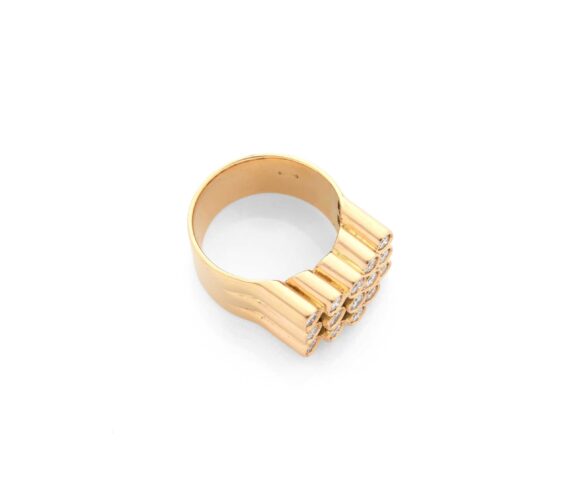 Vintage Geometric Diamond Gold Ring