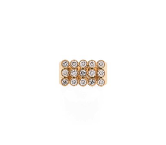 Vintage Geometric Diamond Gold Ring