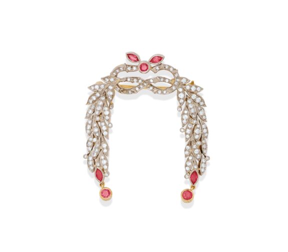 Vintage Ruby & Diamond Brooch