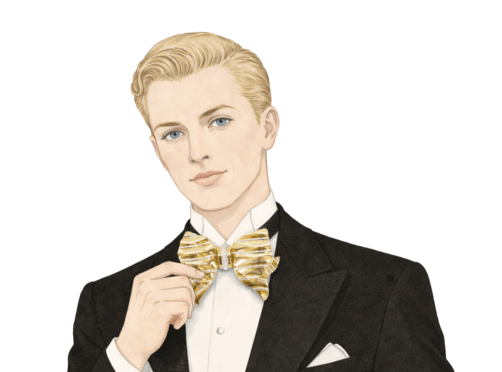 The gentelman with repossi brooch as a bowtie