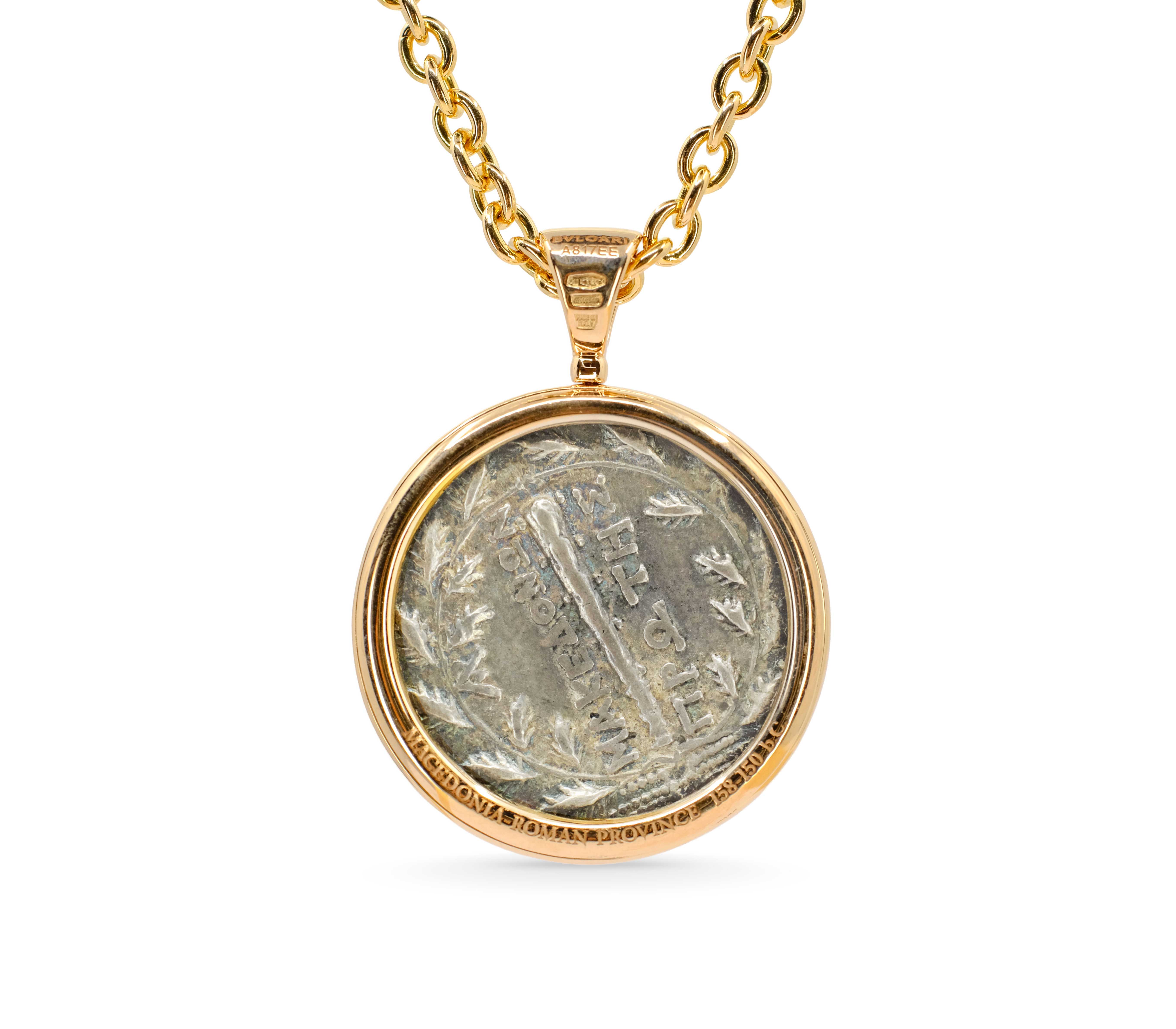 BULGARI &ldquo;Monete&rdquo; Necklace with an Ancient Silver Coin in Rose Gold