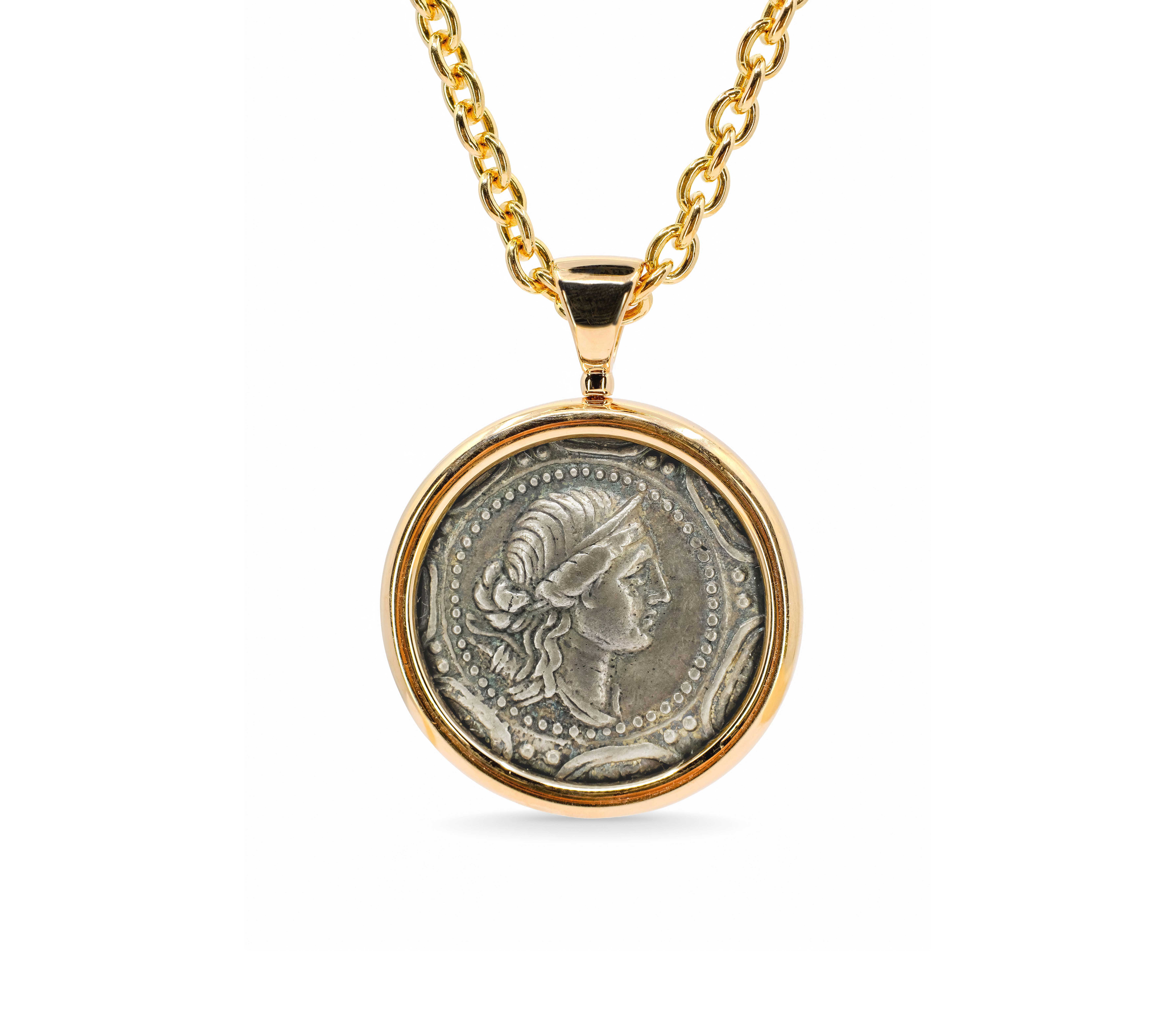 BULGARI &ldquo;Monete&rdquo; Necklace with an Ancient Silver Coin in 18K Rose Gold
