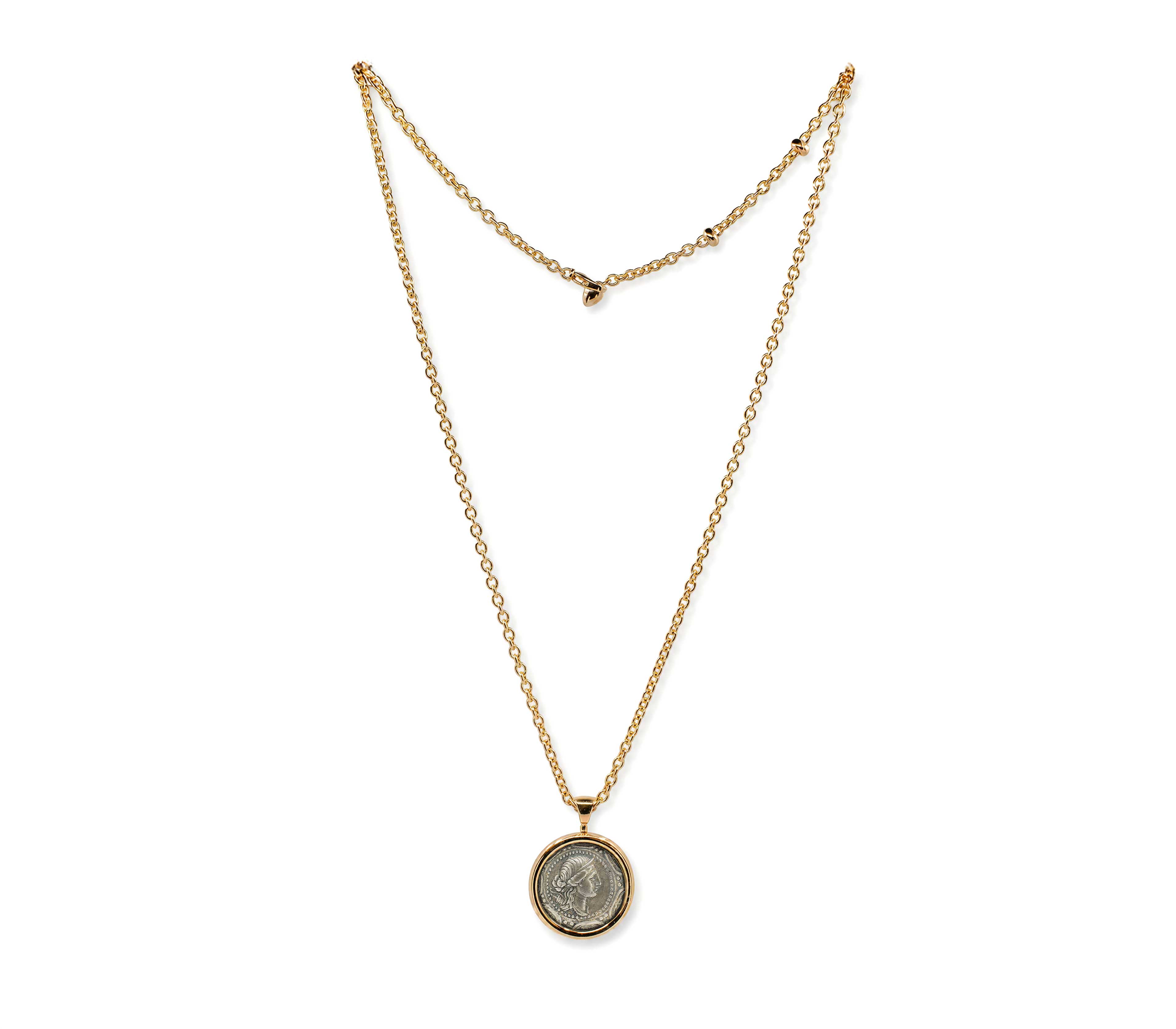 BULGARI &ldquo;Monete&rdquo; Necklace with an Ancient Silver Coin in 18K Rose Gold